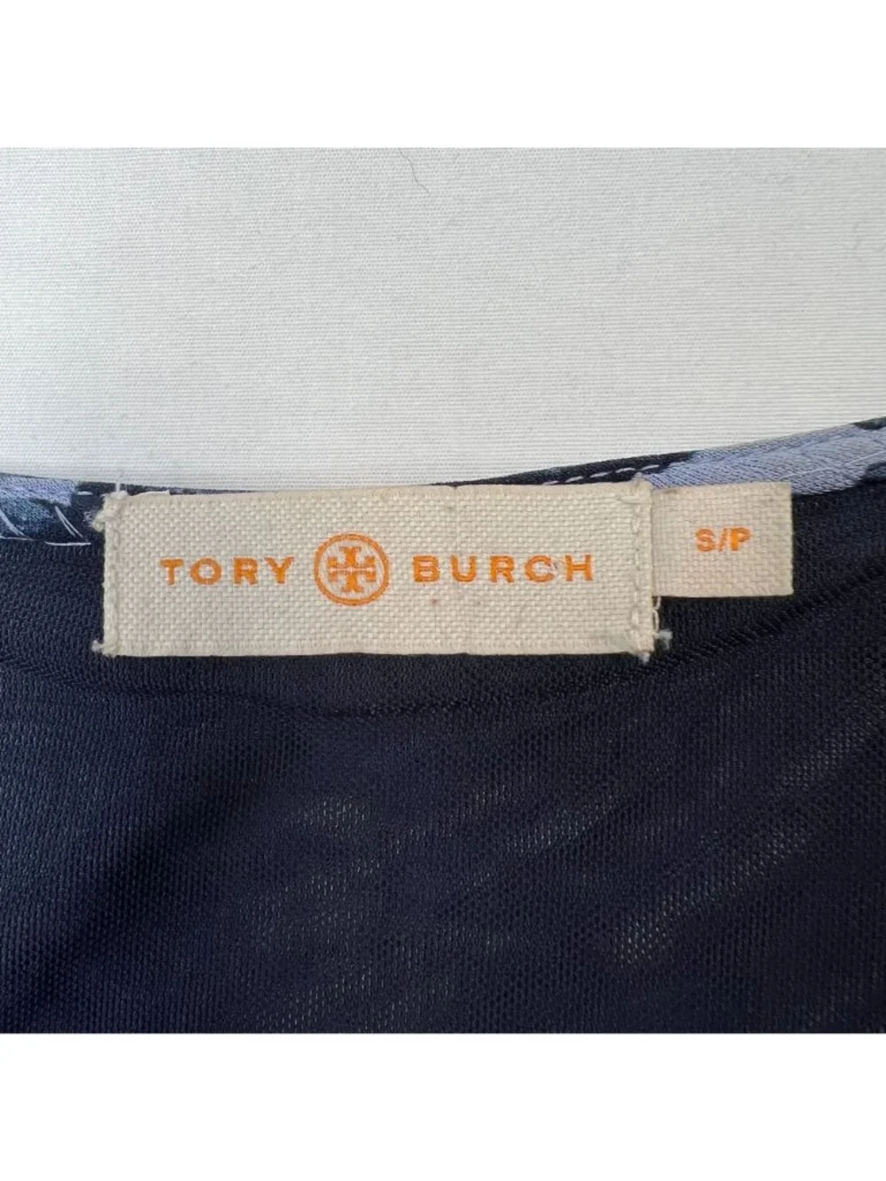 Tory Burch Michele Floral Dress Periwinkle Blue Faux Wrap Ruched V-Neck Small
